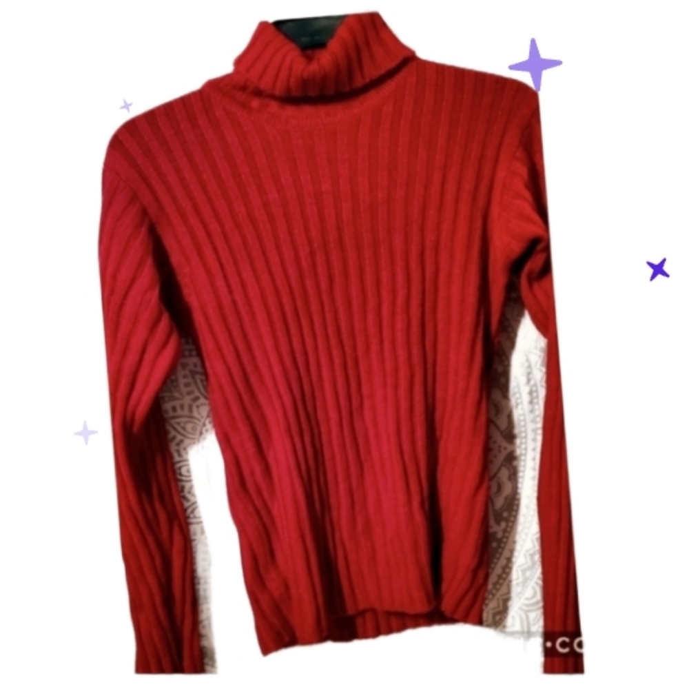 Vintage Jr's lg deep cherry red ribbed sweater 90s